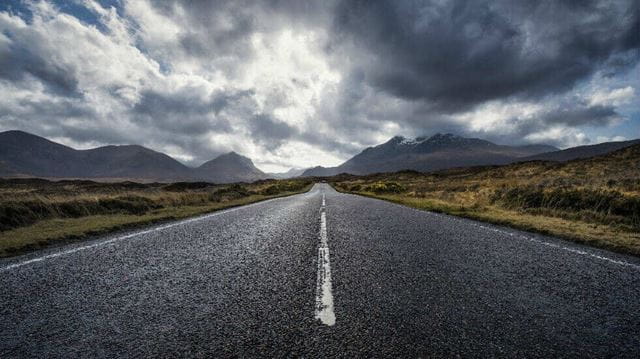 Straight road in northern England